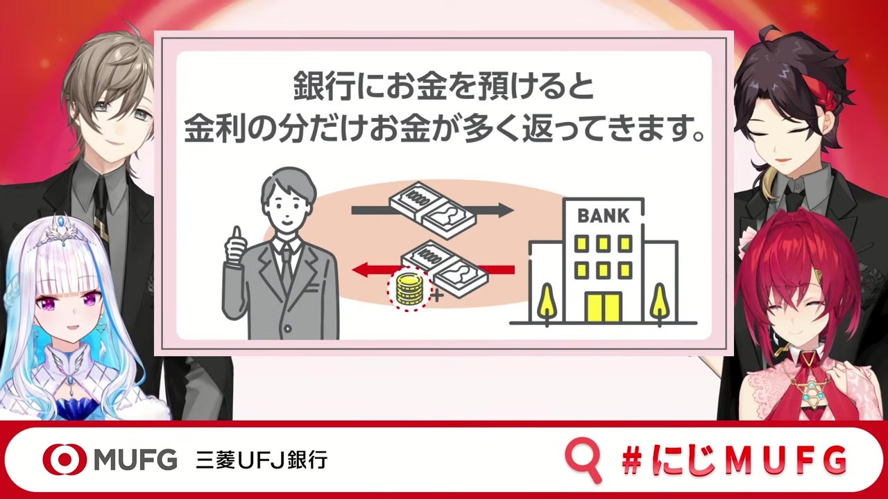 [NijiMUFG] Akina Saegusa suddenly screams 'Then!' demanding money, forcing Lize to say 'Give me money, bank'