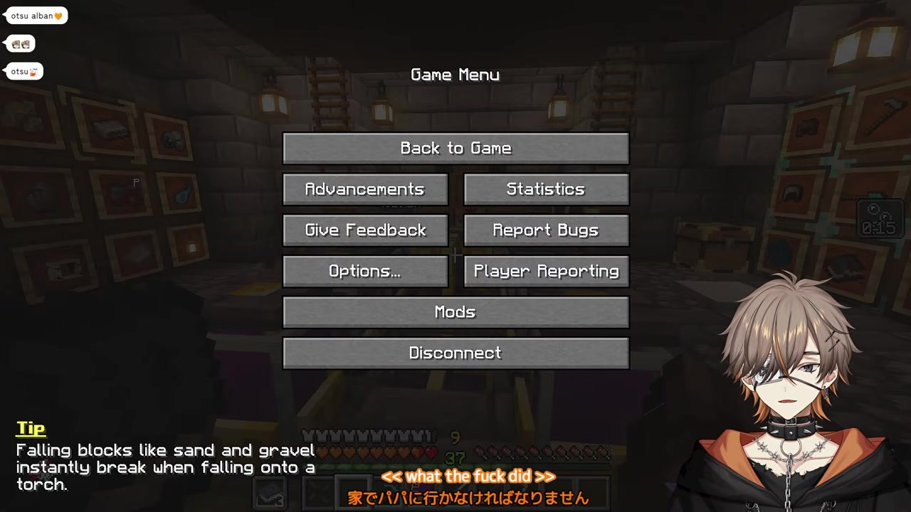 [Minecraft] Alban confused by bizarre subtitles after signing off in Japanese