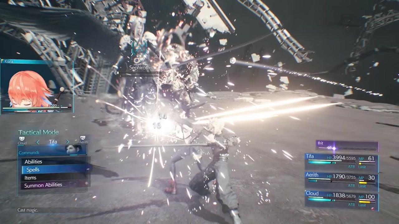 [FF7R] Cloud Falls, Ifrit Clutches the Final Sephiroth Fight