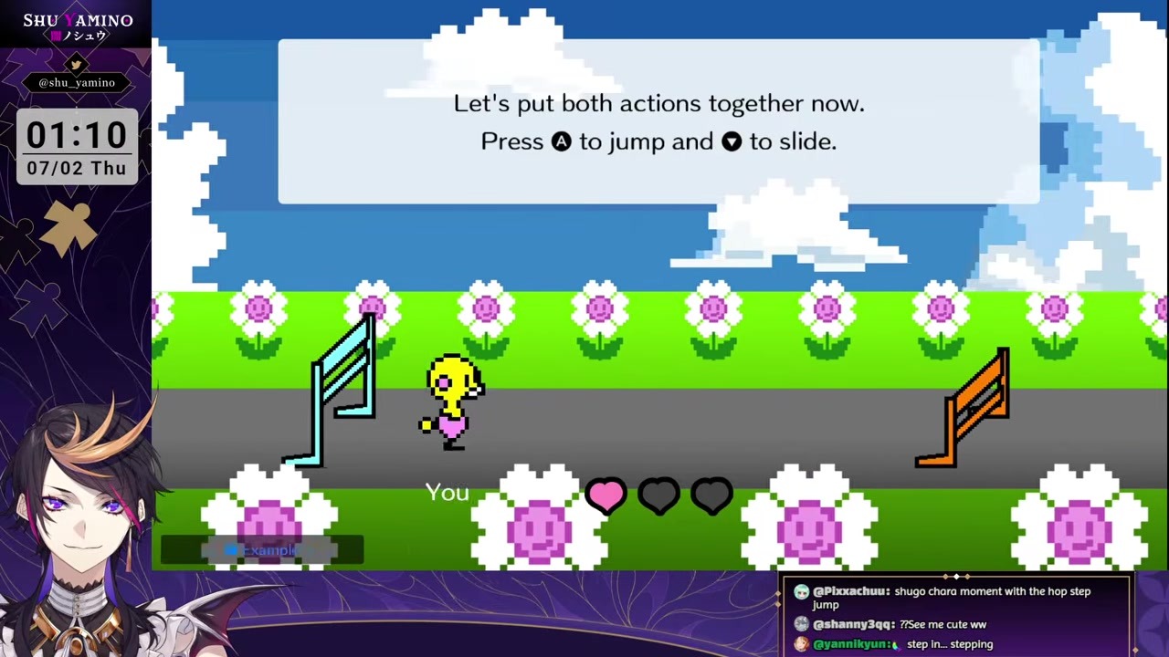 [Rhythm Heaven Groove] Shu Yamino clears the hardcore track while stunned and joking 'Toby?'