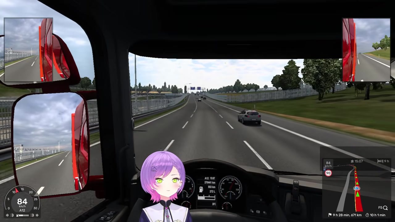[ETS2] Towa Suddenly Declares Her Love for Gooey Takoyaki While Swaying at 90km/h