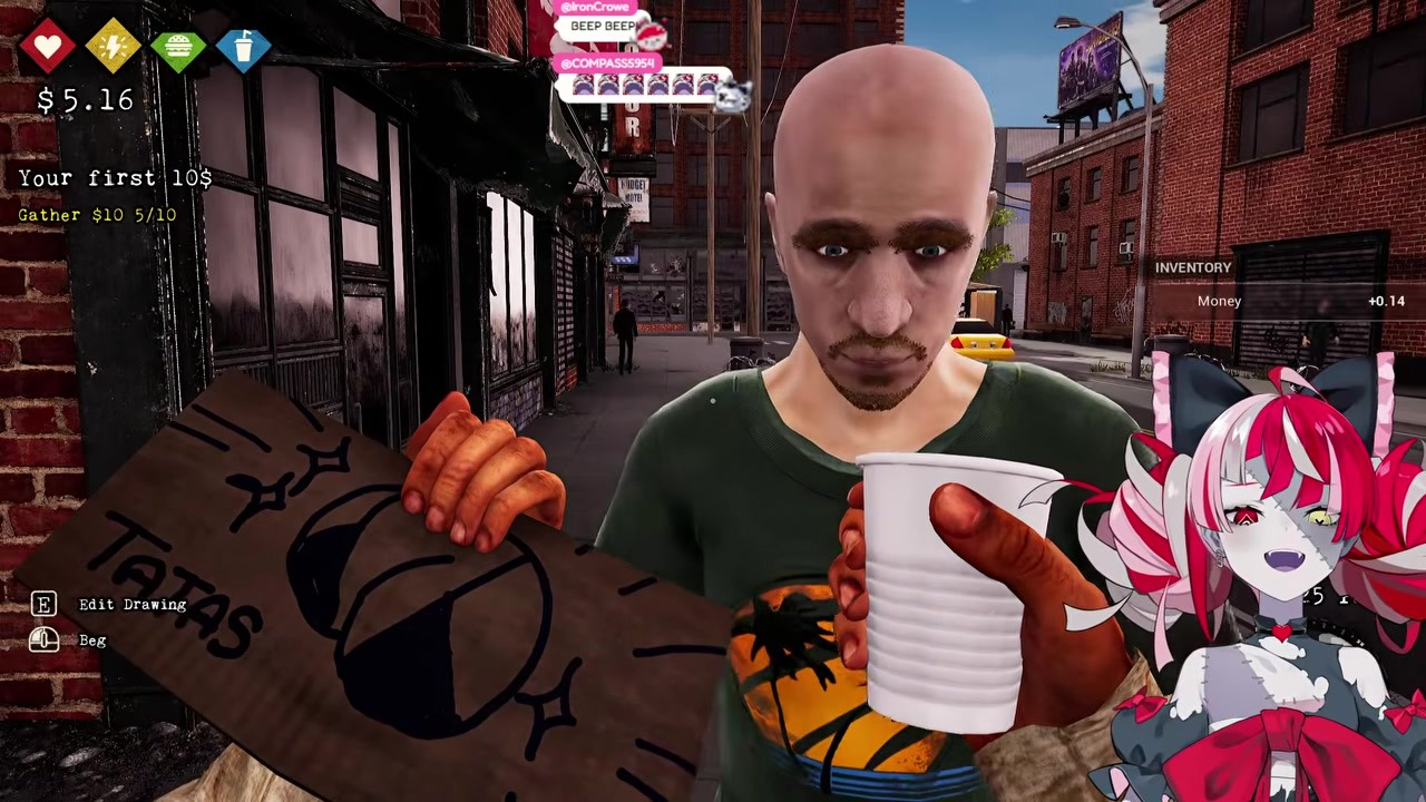 [BUM SIM] Ollie flees from the police after begging with a TATAS sign