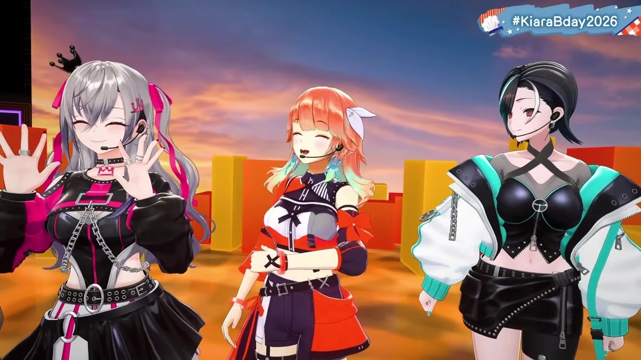 [Amelia Appears] Amelia, Pekora, and Korone Make Surprise Appearance at Kiara's Birthday 3D Live